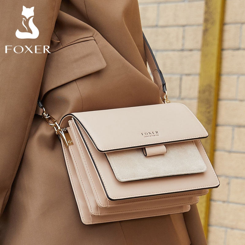 FOXER Brand Woman Small Shoulder Bag Lady Flap Female Messenger Bag Women Shoulder Strap Bags Fashion Organ bag for Girl