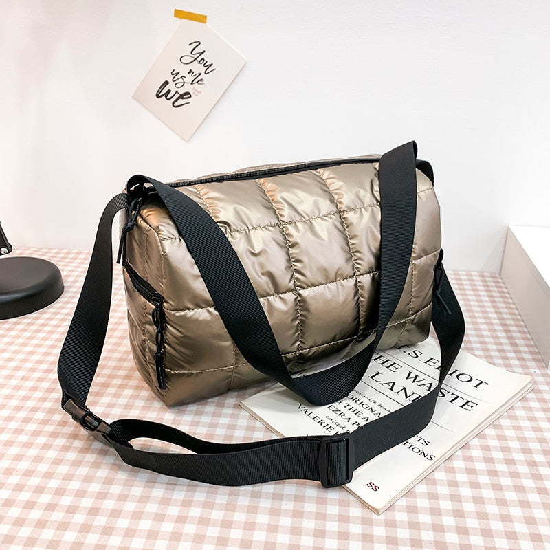 Christmas Gift Casual Nylon Shoulder Bag Designer For Women Handbag Quilted Bucket Crossbody Bag Warm Trend 2021 hit Winter Large Capacity
