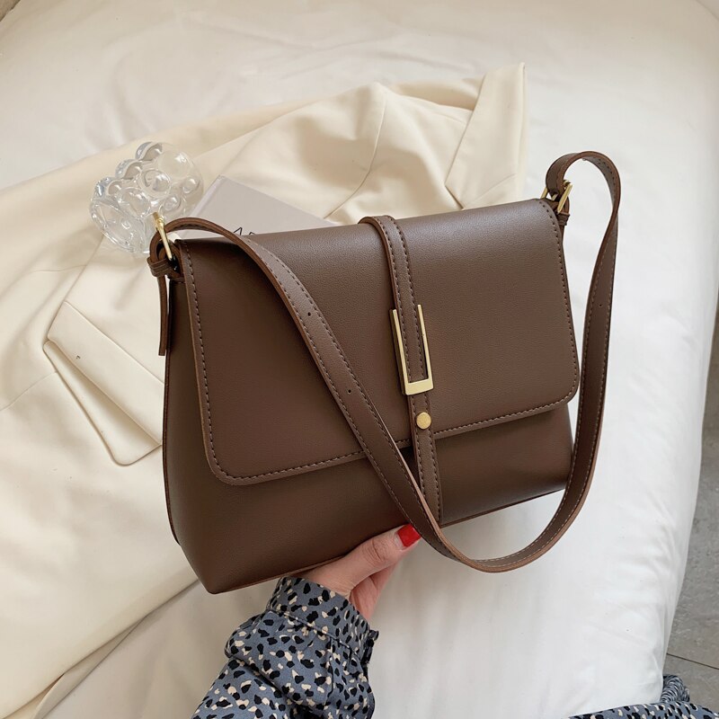 с доставкой PU Leather Small Crossbody Bags with Short Handle for Women 2021 Winter Fashion Luxury Solid Color Shoulder Handbag
