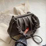 Pleated Tote bag Armpit bag LEFTSIDE Fashion New Quality PU Leather Women's Designer Handbag Luxury brand Shoulder Messenger Bag