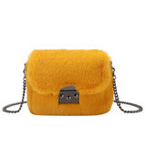 Plush Messenger Bag Chain Crossbody Bag Fashion Faux Fur Winter Bags Women Shoulder Bags Small Flap Lady Purse bolsa feminina