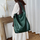 Vvsha Large Capacity Women's Tote Bag Pure Color Soft Leather Crossbody Bag Large Size Female Handbags Green Designer Shoulder Bag Sac