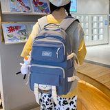 New Multi-pocket Waterproof Nylon Women Backpack Female Cute Book Bag College Teenage Girls Buckle Schoolbag Kawaii Backpacks