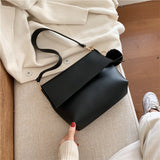 Back to College Solid color leather shoulder bag 2019 new ladies retro Messenger bag designer luxury handbag wallet ladies handbag