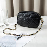 Chain Women Messenger Bags small PU leather Crossbody Bags for girls Black design Shoulder Bags Purse Cell Phone Pocket bolsas