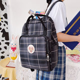 Cute Japanese Plaid Backpack Women Vintage Student Schoolbag for Girl Ladies Preppy Style Nylon Backpack Teenage Kawaii Book Bag