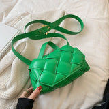 Christmas Gift Small Green Woven Square Tote 2021 hit Fashion High-quality PU Leather Women's Designer Handbag Luxury Shoulder Crossbody Bag
