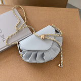 Folds Small Lady Crossbody Bag PU Leather Dumpling Bags For Women 2021 Elegant chain Shoulder bags Female Handbags white bolsa
