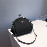 Women Shoulder bag Retro Kiss Lock Crossbody Bags for Female Colored Chains Shell bag Clip wallet Matte pu leather Handbags