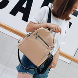 Back to College Fashion Women's Pu Leather Backpack Female Solid Color Small Double Shoulder Bags Mochila Backbag Schoolbag for Teenger Girls