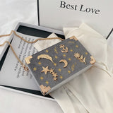 luxury Metal Badge Box Shape Handbag Purse Chain Party Clutch Bag new Kawaii Shoulder Crossbody Messenger Bags for women