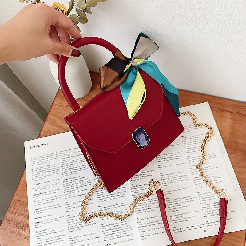 Back to College Elegant Female Ribbon Tote Bag 2019 Fashion New High Quality PU Leather Women's Designer Handbag Chain Shoulder Messenger Bag