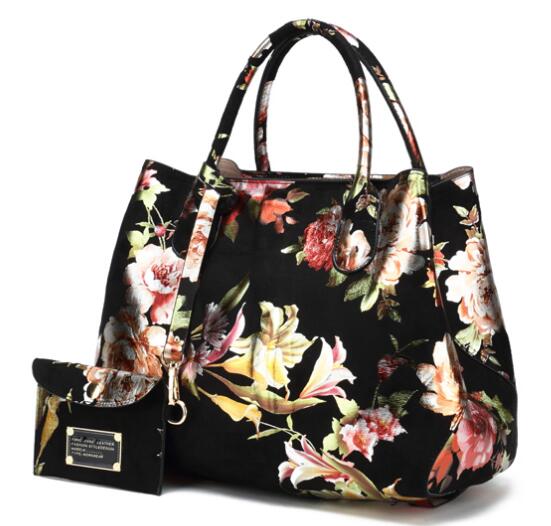 Vvsha High Quality Faux Leather Ladies Floral Handbags New Lily Blossom Shiny Women Elegant Tote Bags Large Capacity PY01-1