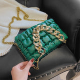 LEFTSIDE Thick Chain Tote Armpit Bag 2021 Winter New Soft PU Leather Women's Designer Handbag Luxury Brand Shoulder Bag