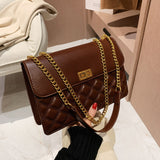 с доставкой Vintage Chain Designer PU Leather Small Crossbody Bags for Women 2021 Winter Handbags Branded Trending Shoulder Bag