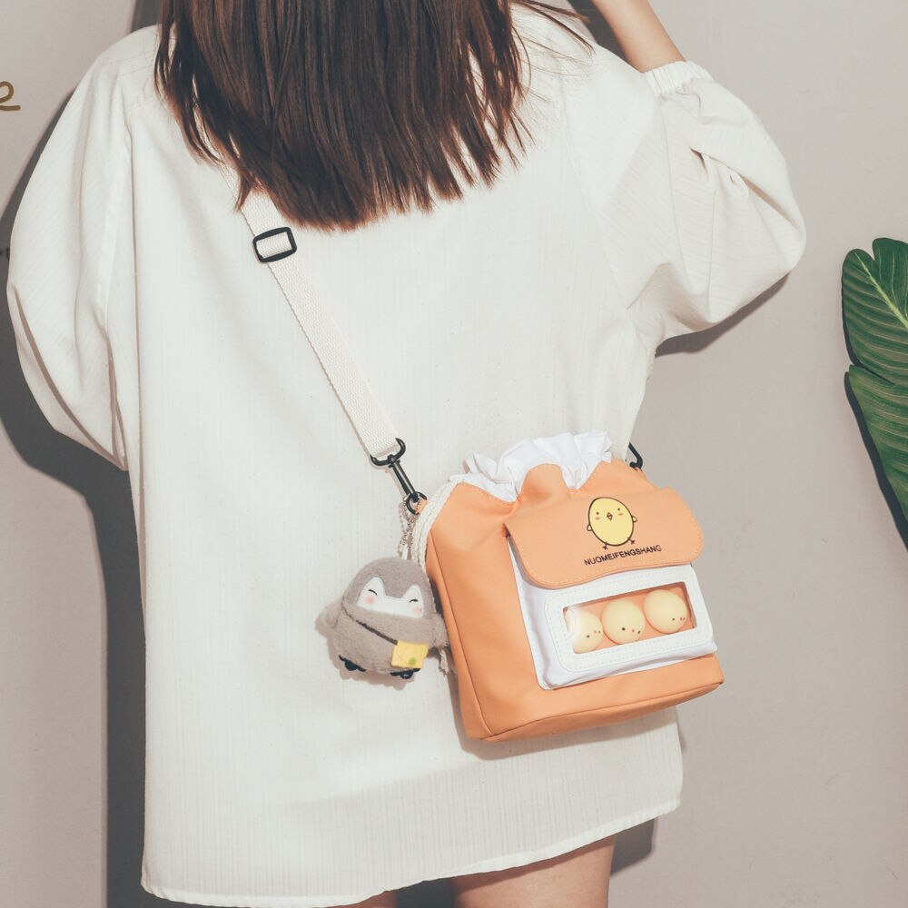 Cute Soft Girl Bucket Bag Sweet Girl Canvas Bag Women's 2021 New Fashion Spring And Summer Little Fresh Fairy Messenger Bag