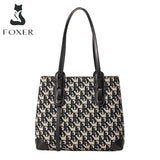 FOXER Fashion Monogram Ladies Handbag Office Women Commuter Large Capacity Soft Shoulder Bag High Quality Casual Tote Bag Women