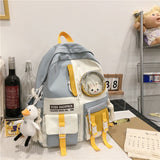 New Kawaii Waterproof Nylon Women Backpack Cute Student BookBag Large Capacity Schoolbag Backpack for Girl Multi-pocket Rucksack