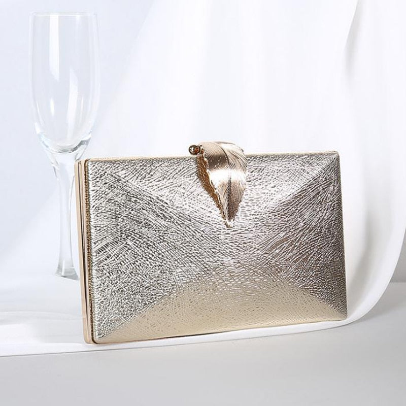 Luxy Moon Women's Wedding Clutch Bag Gold Purse Ladies Handbag Party Purse For Bridal Metal Leaf Lock Shoulder Bag  ZD1524