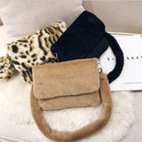 Women Bag Winter Faux Fur Shoulder Bag  Handbag Lady Leopard Print Handbag Female Party Small Girls Tote Bag Christmas Gift
