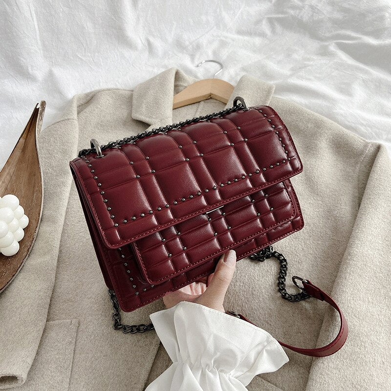 Rivet Design Crossbody Bags for Women 2020 Trending Branded Designer Shoulder bags PU Leather chain Flap bags ladies Handbags