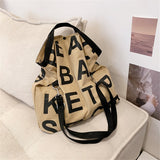Letter Designer Large Capacity Canvas Shoulder Crossbody Bag for Women Fashion Casual Purses and Handbags Big Totes Sac