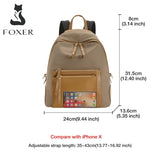 FOXER Fashion Simple Ladies Fabric Backpack Retro Large Capacity Travel Bag High-Quality Student Schoolbag Hit Color Woman Bag