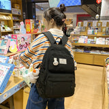 DCIMOR New Solid Color Women Backpack Female Multi-pocket Waterproof Nylon Travel Bag High quality Schoolbag for College Girls