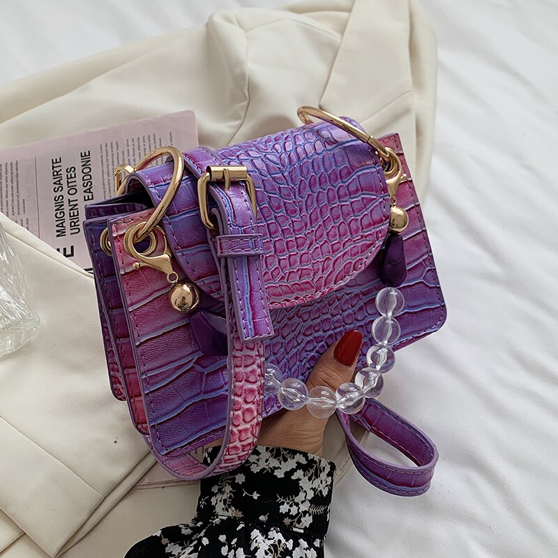 Crocodile pattern Small Tote bag 2021 Summer Quality PU Leather Women's Designer Handbag Gradient Shoulder Messenger Bag