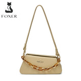 FOXER Ladies Summer Chic Flap Fashion Shoulder Bag Ladies Split Leather Luxury Messenger Bag New Irregular High-Quality Handbag