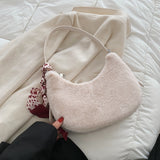 Christmas Gift с доставкой Winter Soft Faux Fur Underarm bag Shoulder Bags For Women 2021 Warm Small Lady Trending Designer Handbags And Purses