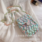 Christmas Gift Handmade Rope Knitting Crossbody Bags for Women 2021 Fashion Chains Woven Shoulder Bag Lady Small Coins Purse Phone Flap Ladies