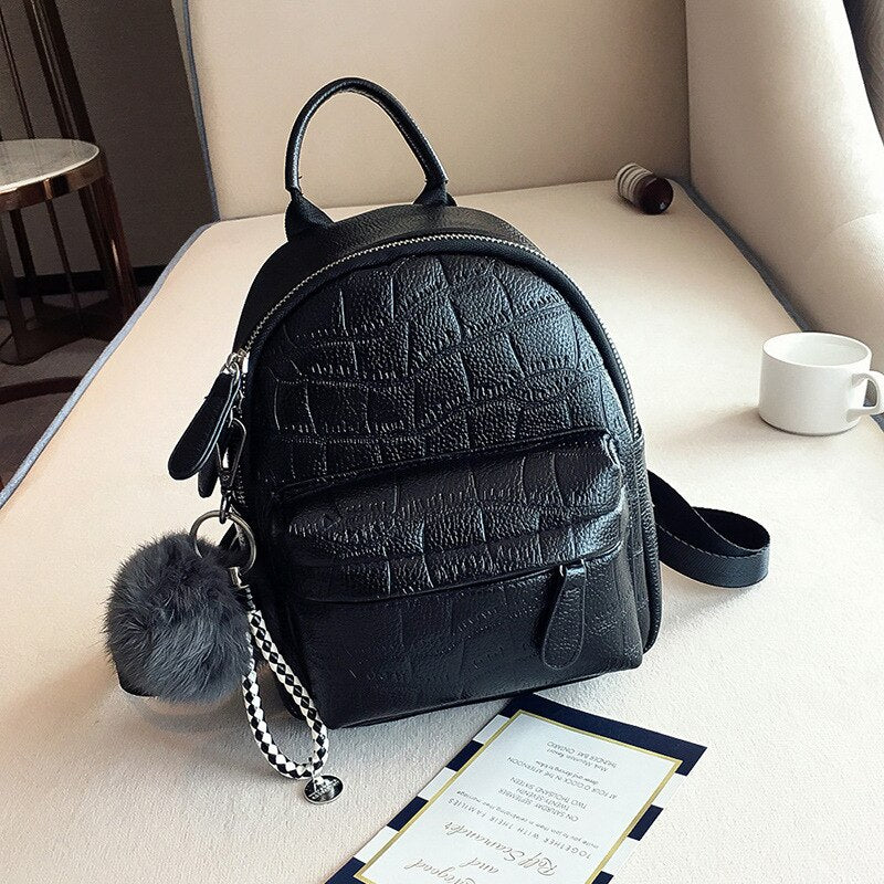 Leisure Small Black Mini Bag PU Simple Girl Backpack, Fashion Backpacks