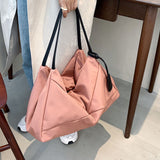 Christmas Gift LEFTSIDE Big High Capacity Canvas Splicing Shoulder Bags 2021 Winter Fashion Casual Travel Handbags Shopper Shopping Purses