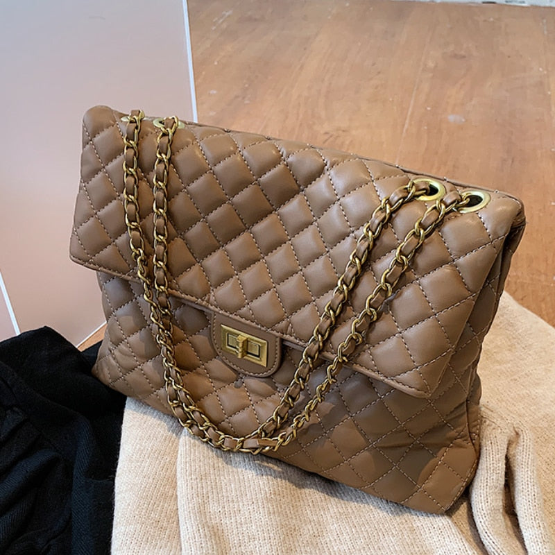 Lattice Large Underarm bag 2021 Fashion New High-quality PU Leather Women's Designer Handbag Luxury brand Shoulder Messenger Bag