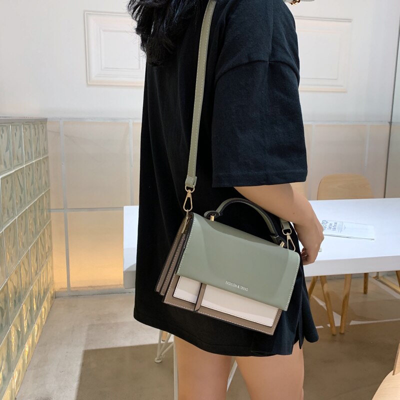 Vvsha Contrast color Square Tote bag 2022 Fashion New High quality PU Leather Women's Designer Handbag Travel Shoulder Messenger Bag
