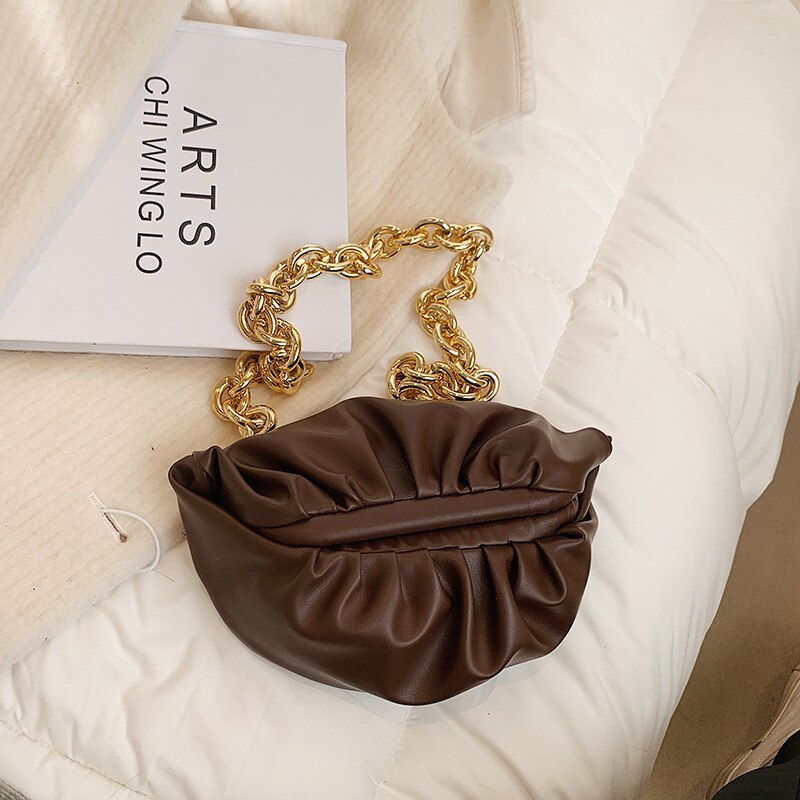Clamp Small PU Leather women Crossbody bags Luxury Brand Handbags and Purses Fashion Womens Chain Folds Designer Shoulder Bag