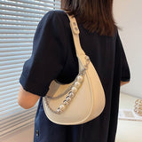 Back to College Vintage Fashion Female Tote Refreshing 2021 High Quality PU Leather Women Pearl chain Designer Handbag Shoulder Messenger Bag