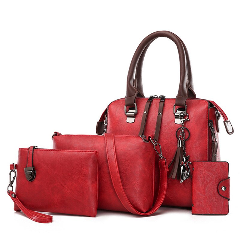 Back to College Luxury Pu Leather Womens Purse and Handbags Famous Brands Designer Sac Top-Handle Female Shoulder Bag Composite Bag 4pcs