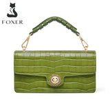 FOXER Brand 2021 Women Baguette Bag Crocodile Pattern Vintage Shoulder Handbag for Lady Luxury Crossbody Bags Casual Small Purse