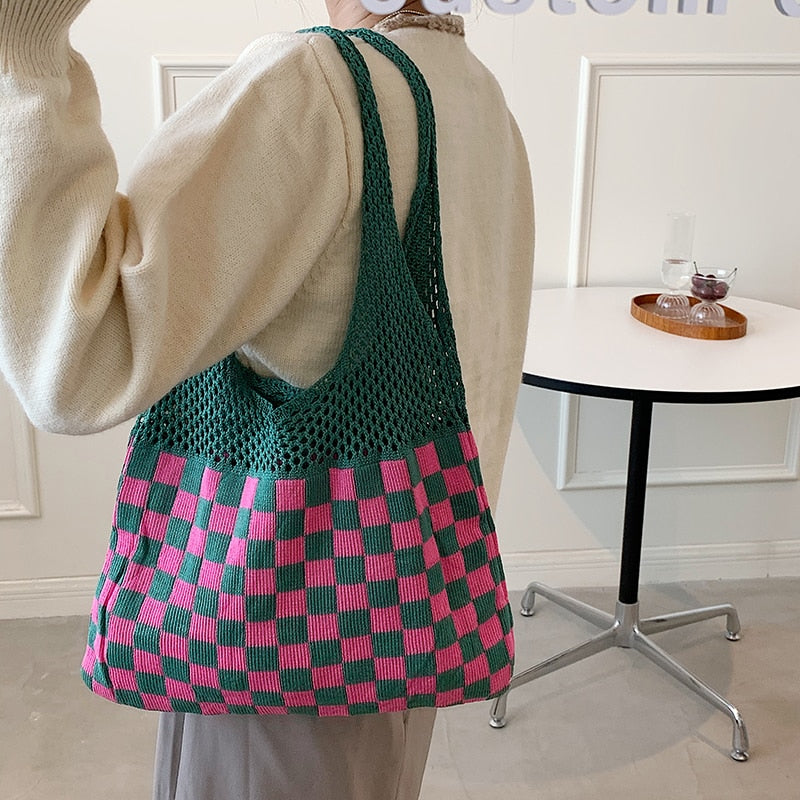 Woolen Knitted Braid Handbag Crochet Winter Korean Fashion Art Chic Autumn And Winter Shoulder Bags Tote Bags for Women 2021