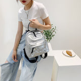 Back to College Chain black backpack 2021 autumn glossy PU leather lady small travel backpack exquisite shoulder bag lady bag