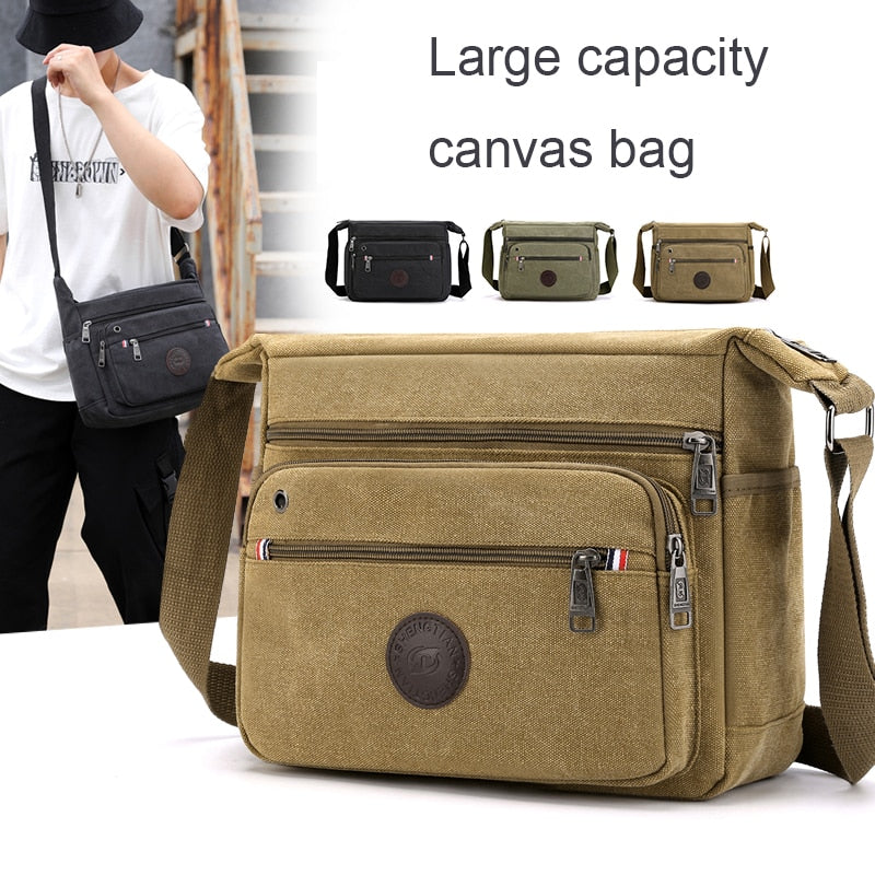 Good Qualtiy Men Travel Bag Canvas Casual Men Shoulder Crossbody Outdoor Bags Mens Travel School Retro Zipper Shoulder Bags 2021