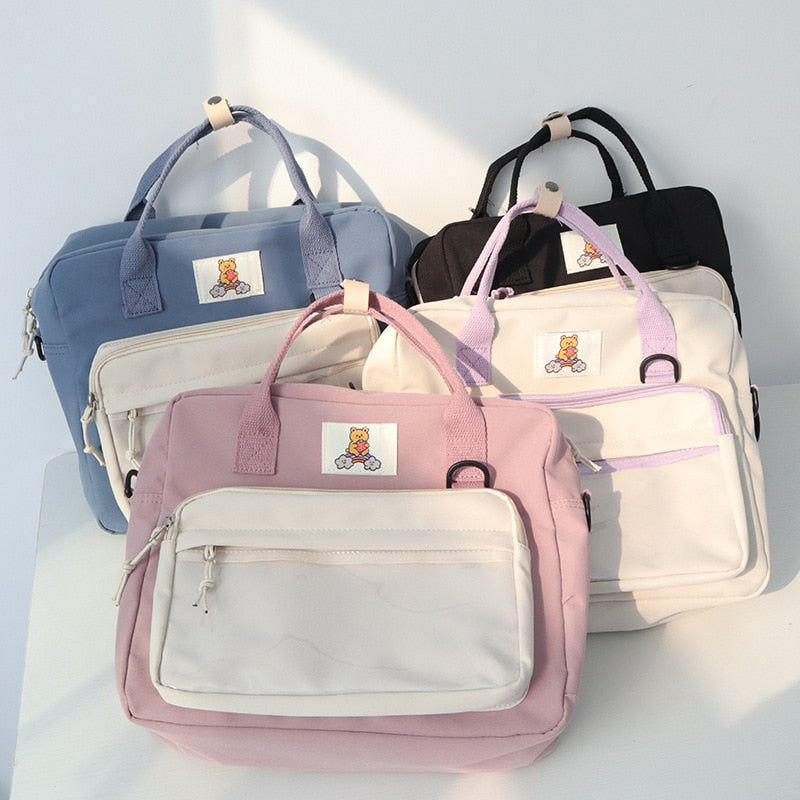 Christmas Gift Clear Pocket 3 Ways Backpack for Teens Women Simple Canvas Rucksack Mini Packbag Teen Girls Backpacks for Daily Shopping 2089