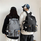 DCIMOR New Multi-pocket Waterproof Nylon Backpack Unisex Large Capacity Solid Color Travel Bag College Couples Schoolbag Mochila