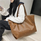 Vvsha Black Color Oversized Tote Bags For Women 2023 Lightweight Big Capacity Soft Leather Shoulder Bag Unisex Simple Fashion Shopper