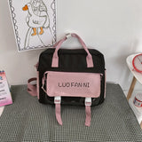 DCIMOR New Letter Embroidery Waterproof Nylon Women Backpack Female Transparent Pocket Multifunction Travel Bag Small Schoolbag