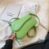 Christmas Gift Simple Style Small PU Leather Crossbody Bags for Women 2021 Summer Green Color Elegant Baguette Shoulder Handbags Female