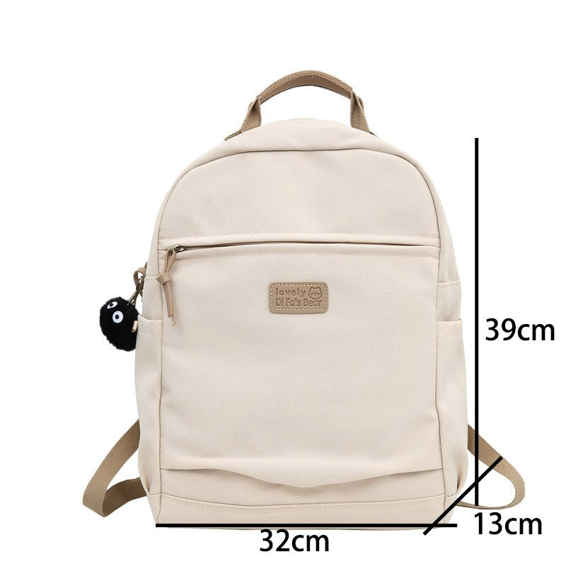 Back to College Solid Color Nylon Cool Women Backpack Large Capacity Travel Bag College Style Rucksack School Bag Backpacks for Teenage Girls