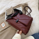 Vvsha Vintage Large Tote bag 2022 Fashion New High quality PU Leather Women's Designer Handbag Ribbon Chain Shoulder Messenger Bag